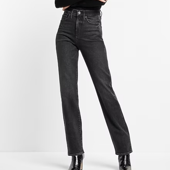 Express Denim - Express Modern Straight Super High Rise Jeans – Black Wash – Size 2S